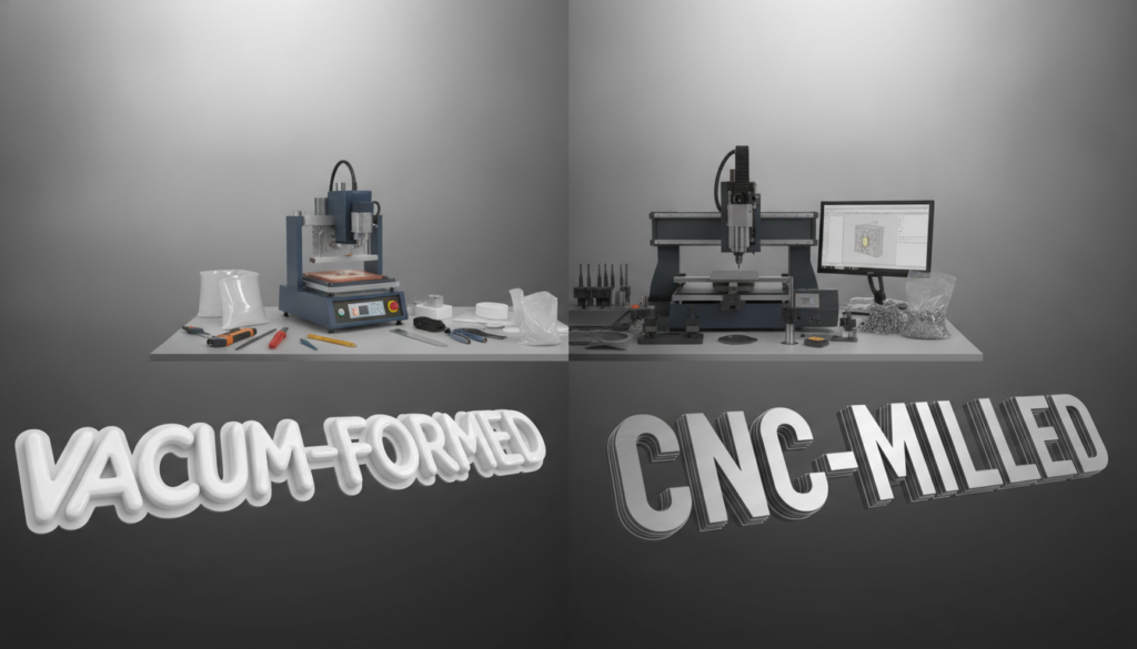 3D signage comparison between vacuum forming and CNC milling