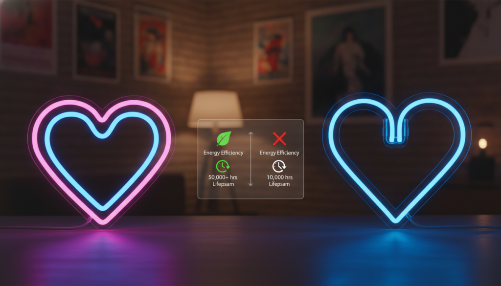 Comparison of LED neon and traditional neon lighting technologies